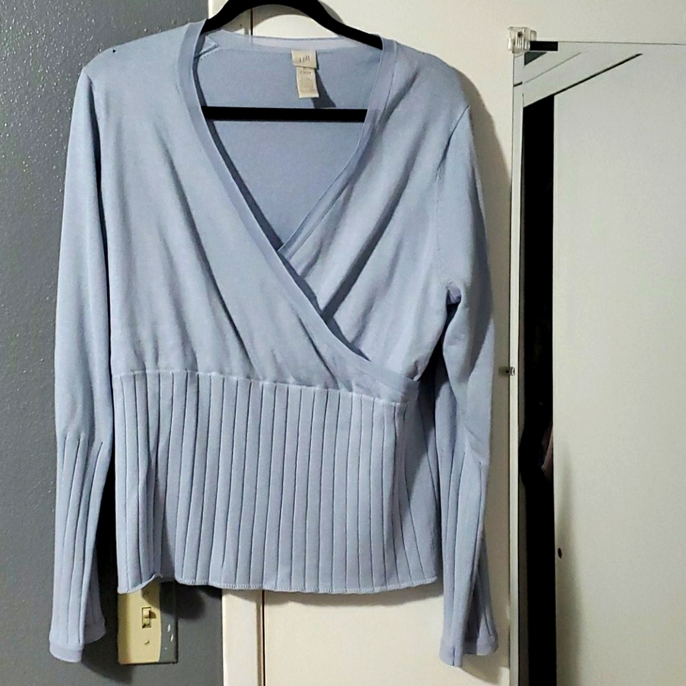 Blue V-neck sweater